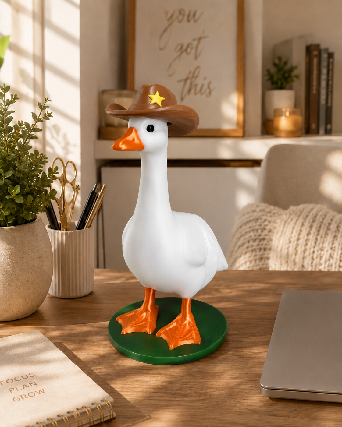 Large Western Hat w/Star Desk Goose Accessory