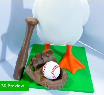 Baseball Glove, Bat & Ball - Accessory for 7" Desktop Mini Porch Goose