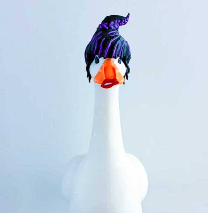 Whimsical Witch Wig and Lips - Accessory for 7" Desktop Mini Porch Goose