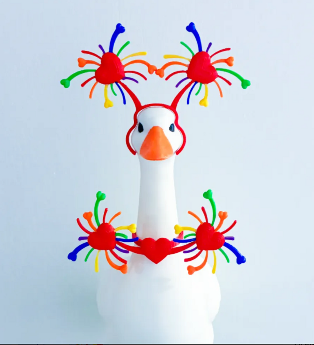 Pride Rainbow Heart Fireworks - Accessory for 7" Desktop Mini Porch Goose (Copy)